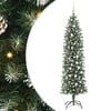 vidaXL Konstgjort smalt jultr&auml;d med 300 LED-lampor Gr&ouml;n och Vit 210 cm