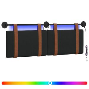 vidaXL H&auml;ngande s&auml;nggavel Med LED-lampa Svart Antik PU