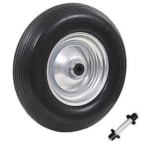 vidaXL Skottk&auml;rrehjul med axel massiv PU 4.00-8 390 mm
