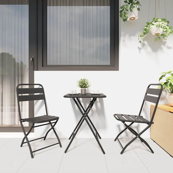 vidaXL Bistroset 3 pcs Antracit Stål