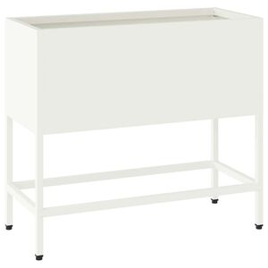 vidaXL H&ouml;jdtr&auml;dg&aring;rdsplanterare Vit 60 x 26 x 48 cm St&aring;l