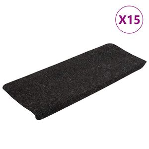 vidaXL Trappstegsmattor sj&auml;lvh&auml;ftande 15 st 65x24,5x3,5 cm antracit