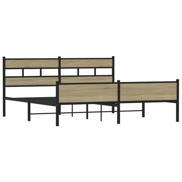 vidaXL Sängram utan madrass metall sonoma-ek 193x203 cm