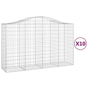 vidaXL Gabioner b&aring;gformade 10 st 200x50x120/140 cm galvaniserat j&auml;rn