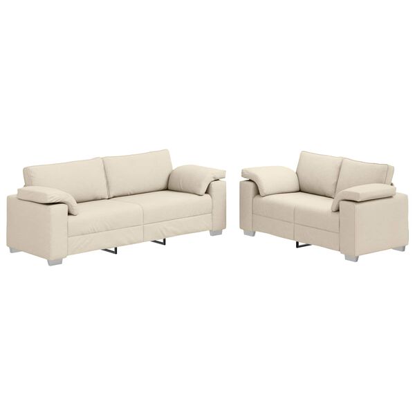 vidaXL Soffa 2 pcs Beige Linnenblandad tyg