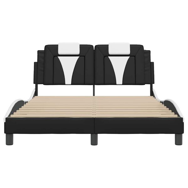 vidaXL Bed Frame "Viana" without Mattress Black and White 140x190 cm Faux Leather