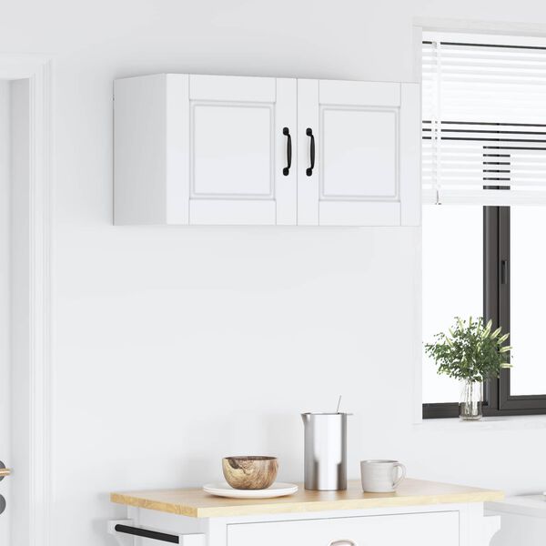 vidaXL K&ouml;kssk&aring;p med hylla med d&ouml;rr Vit 80 x 31 x 40 cm Konstruerat tr&auml;