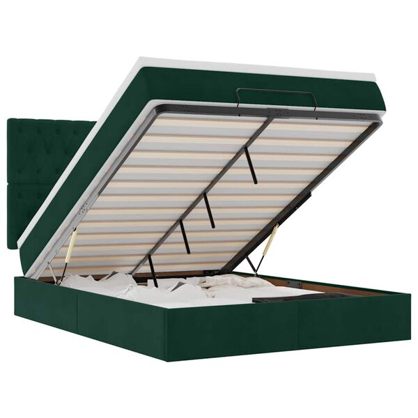 vidaXL Ottoman s&auml;ngram med madrasser m&ouml;rkgr&ouml;n 140x200 cm sammet