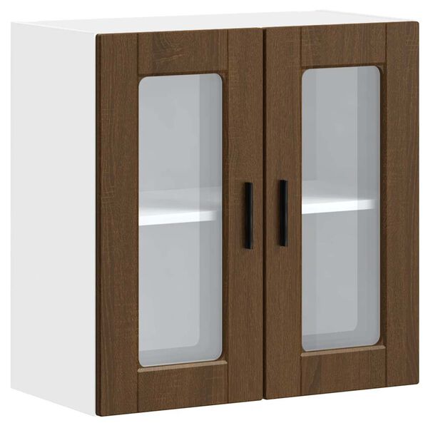 vidaXL V&auml;ggsk&aring;p f&ouml;r k&ouml;k med glasd&ouml;rr Porto brun ek