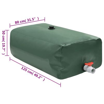 vidaXL Vattentank med kran vikbar 500 L PVC