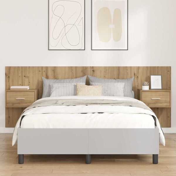 vidaXL Huvudgavel Med Sk&aring;p med l&aring;da 3 pcs Artisan Ek Konstruerat tr&auml;