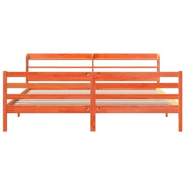 vidaXL S&auml;ngram utan madrass vaxbrun 200x200 cm massiv furu