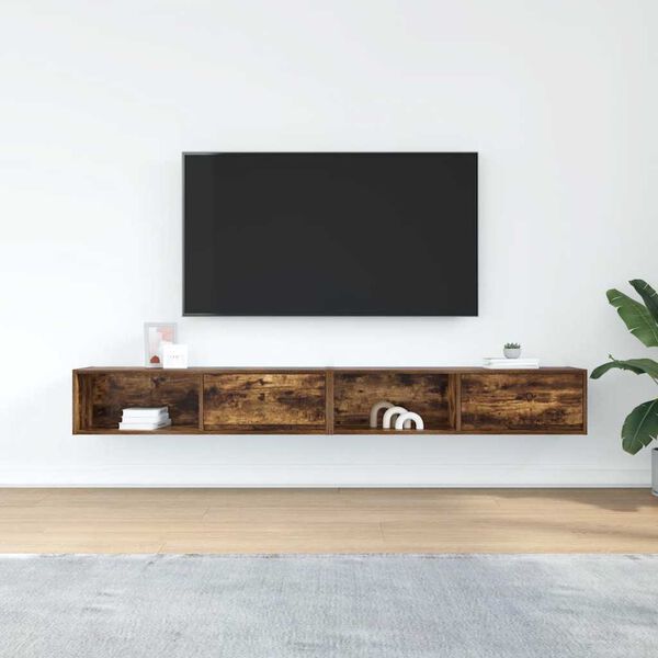 vidaXL TV-bänkar 2 st rökt ek 100x31x25,5 cm konstruerat trä