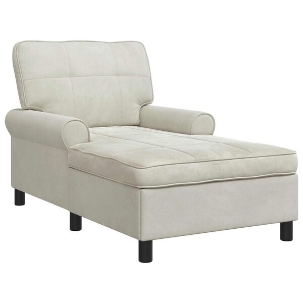 vidaXL Chaise Lounge med kudde Kr&auml;m 91 x 157 x 91 cm Sammet