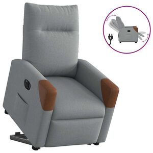 vidaXL Elektrisk reclinerf&aring;t&ouml;lj med uppresningshj&auml;lp ljusgr&aring; tyg