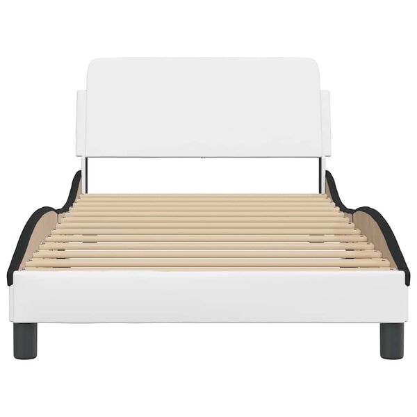 vidaXL Bed Frame "Dover" White&Black 100x200 cm Faux Leather