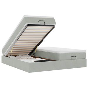 vidaXL Ottoman s&auml;ngram med madrasser ljusgr&aring; 180x200 cm sammet