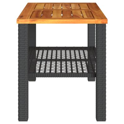 vidaXL Trädgårdsbord svart 70x38x42 cm konstrotting akaciaträ
