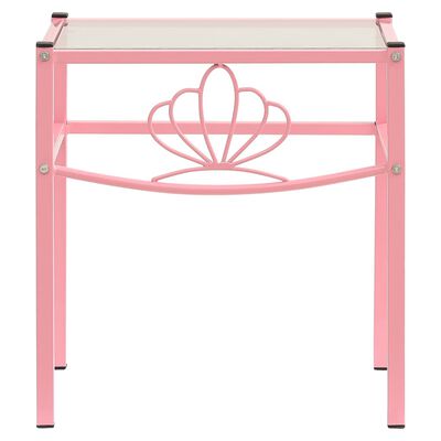 vidaXL Sängbord rosa och transparent 42,5x33x44,5 cm metall och glas