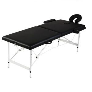 vidaXL Hopf&auml;llbar massageb&auml;nk med 2 sektioner aluminium svart