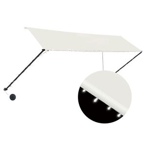 vidaXL Markis med LED 350x150 cm gr&auml;ddvit