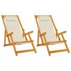 vidaXL Strandstol med kudde 2 pcs Brun Massivt Akaciatr&auml;