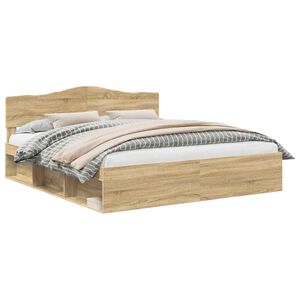 vidaXL S&auml;ngram med huvudgavel Sonoma 200 x 200 cm Massiv furu