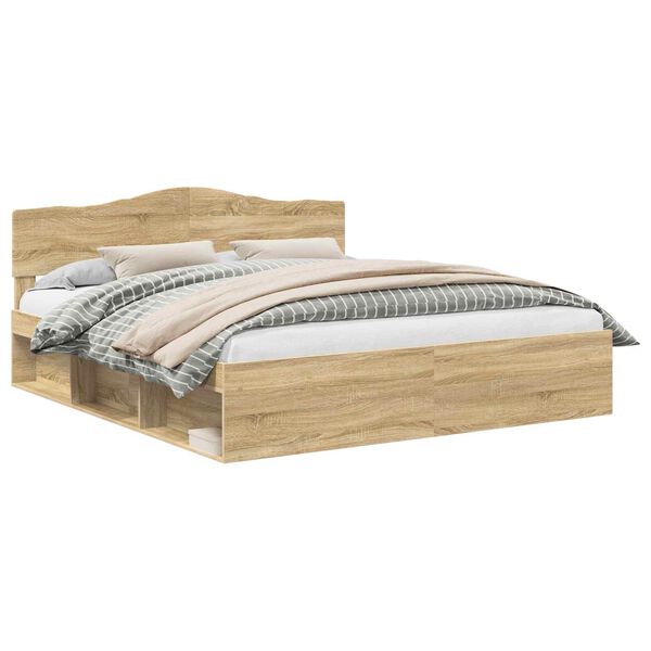 vidaXL S&auml;ngram med huvudgavel Sonoma 200 x 200 cm Massiv furu