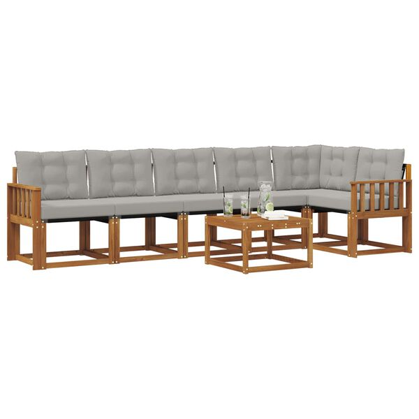 vidaXL Utomhussoffset med kudde 7 pcs Naturlig och Ljus Gr&aring;