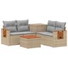 vidaXL Soffset 6 st Beige och Ljusgr&aring; Poly Rattan och st&aring;l