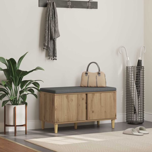 vidaXL Hallb&auml;nk med kudde med lagring Artisan Ek 80 x 38 x 46 cm