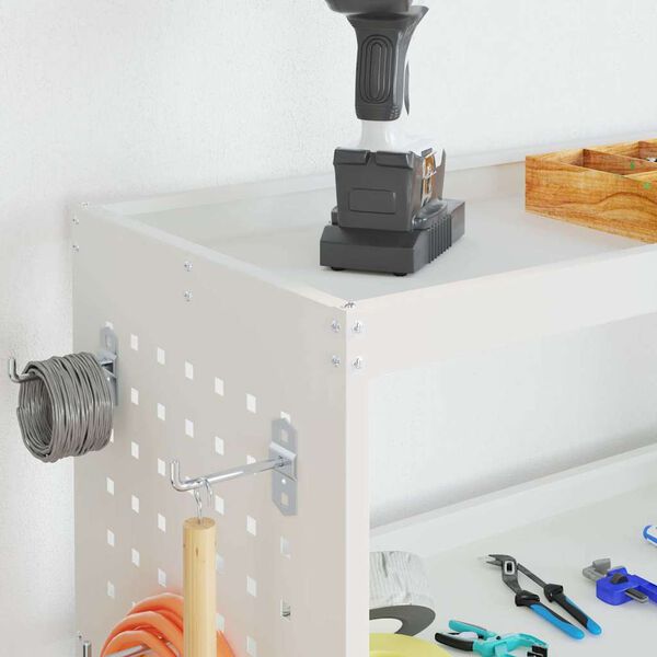 vidaXL Verktygsvagn med hylla Vit 75 x 35 x 73 cm Kallvalsad stål