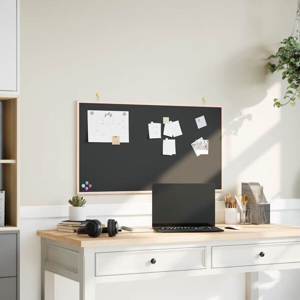 vidaXL Griffeltavla med massiv fururam svart 100x55 cm