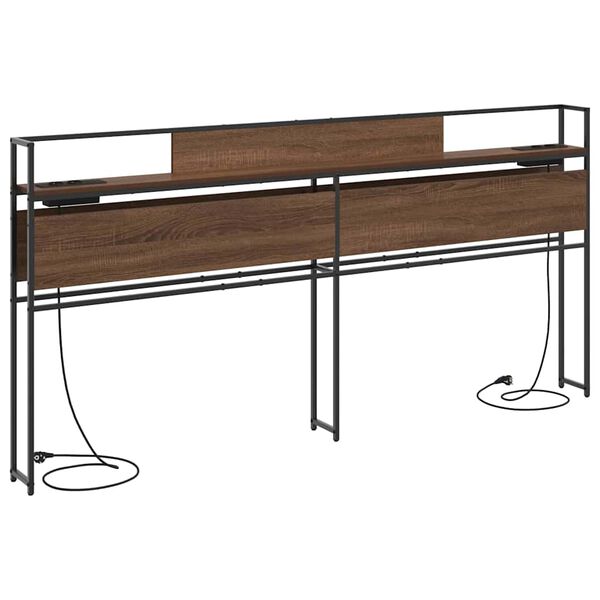 vidaXL F&ouml;rvaringshuvudgavel med hylla brun ek 200 cm Konstruerat tr&auml;