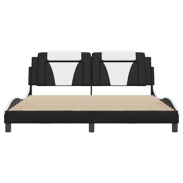 vidaXL Bed Frame "Viana" without Mattress Black and White 180x200 cm Faux Leather