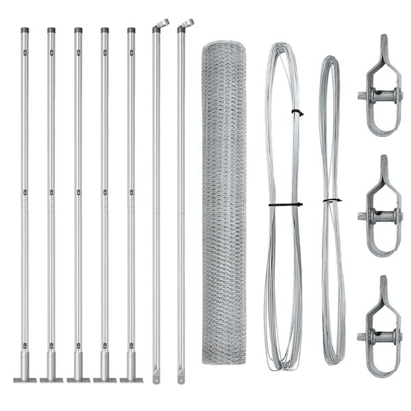 vidaXL Staket med stolpar Silver 0.8 x 10 m PVC-belagd st&aring;l