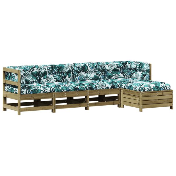 vidaXL Loungegrupp med dynor 5 delar impregnerad furu