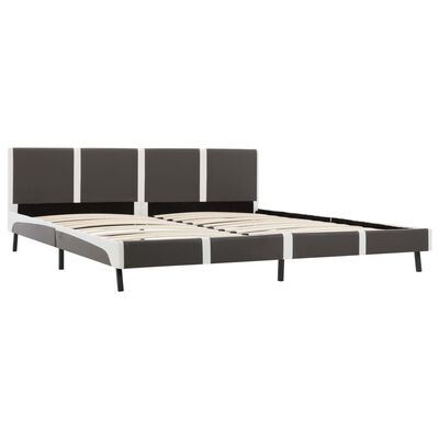 vidaXL Säng med madrass grå och vit konstläder 180x200 cm