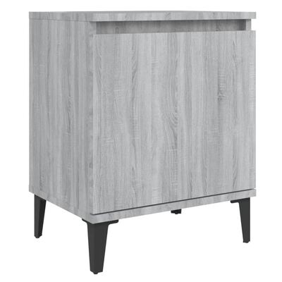 vidaXL Sängbord med metallben grå sonoma 40x30x50 cm