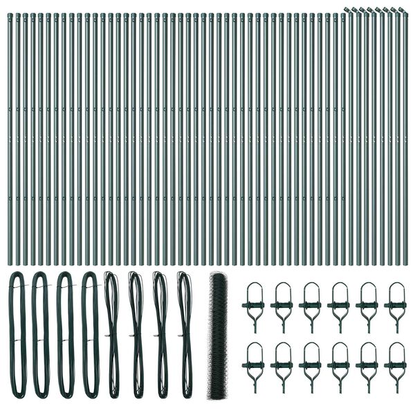 vidaXL St&auml;ngselstolpe Gr&ouml;n 100 x 1,2 m (36 mm n&auml;t) St&aring;l och PVC