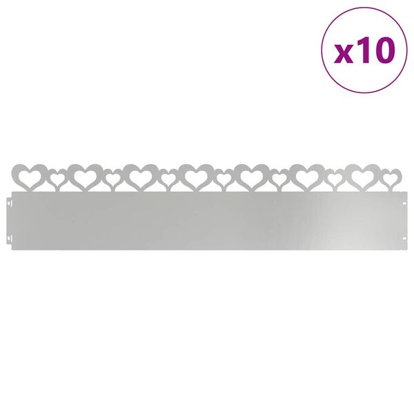 vidaXL Gr&auml;skanter 10 pcs Silver 103 x 0,05 x 22 cm Galvaniserat St&aring;l