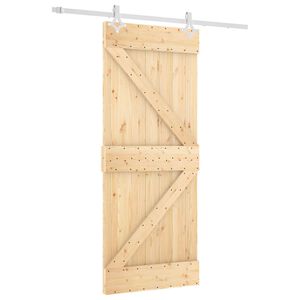 vidaXL Skjutd&ouml;rr Naturlig och vit 85 x 210 cm Massiv furutr&auml;d&ouml;rr