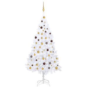 vidaXL Belyst plastgran med kulor vit 210 cm PVC