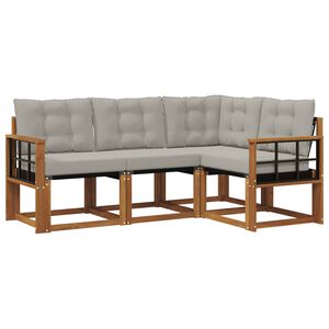 vidaXL Utomhussoffset med kudde 4 pcs Naturlig och Ljus Gr&aring;