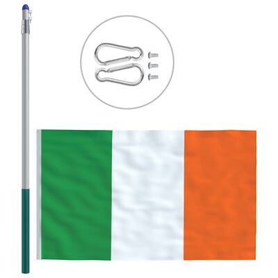 vidaXL Irlands flagga och flaggstång i aluminium 6 m