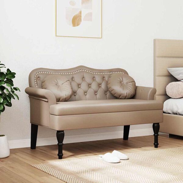 vidaXL Chesterfield Bänk Cappuccino 120,5 x 65 x 75 cm Konstläder