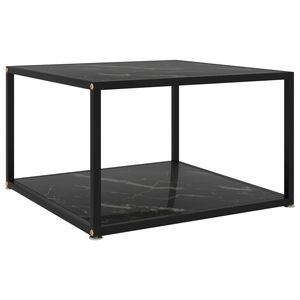 vidaXL Soffbord svart 60x60x35 cm h&auml;rdat glas