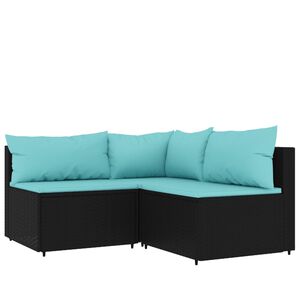 vidaXL Loungegrupp f&ouml;r tr&auml;dg&aring;rden med dynor 3 delar svart konstrotting