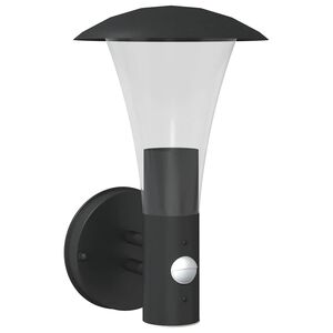 vidaXL Utomhusv&auml;gglampa med sensor svart rostfritt st&aring;l