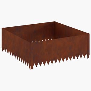 vidaXL Kant f&ouml;r gr&auml;smatta 100 x 100 x 35 cm St&aring;l Rostig